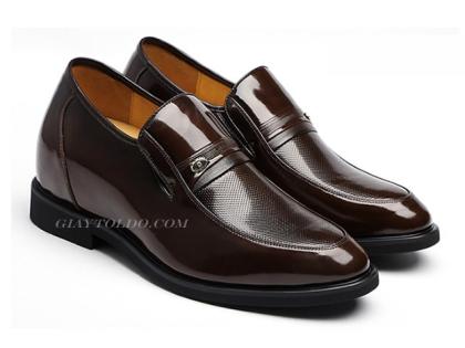 Giày cao 8cm da bóng HQ6774 nâu