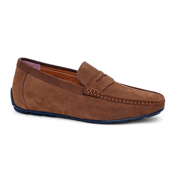 Giày mọi cao 6cm da lộn màu nâu nhẹ