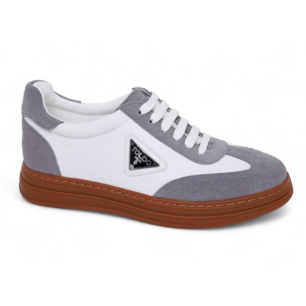 Giày cao 8cm da lộn màu trắng xám