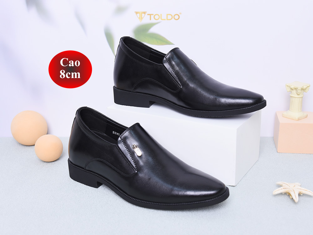 Giày cao 8cm cho nam da sần đen