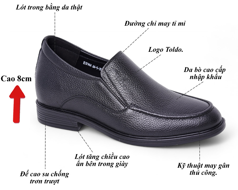 Giày cao 8cm da sần cao cấp