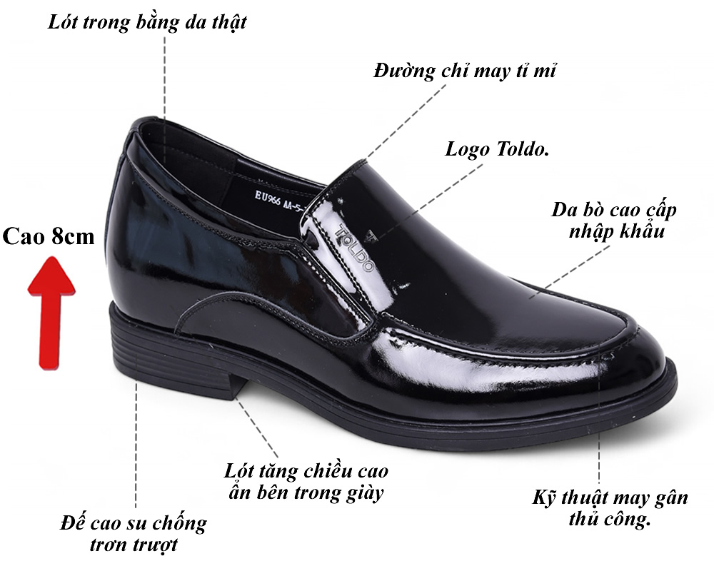 Giày cao 8cm da bóng sang trọng