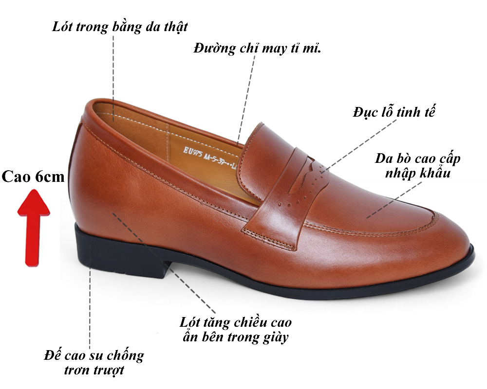 Giày loafer tăng 6cm chiều cao