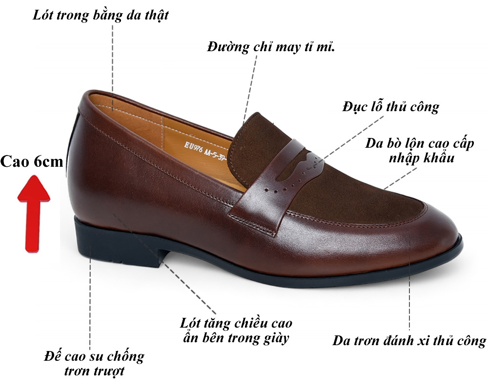 Giày cao nam loafer siêu nhẹ