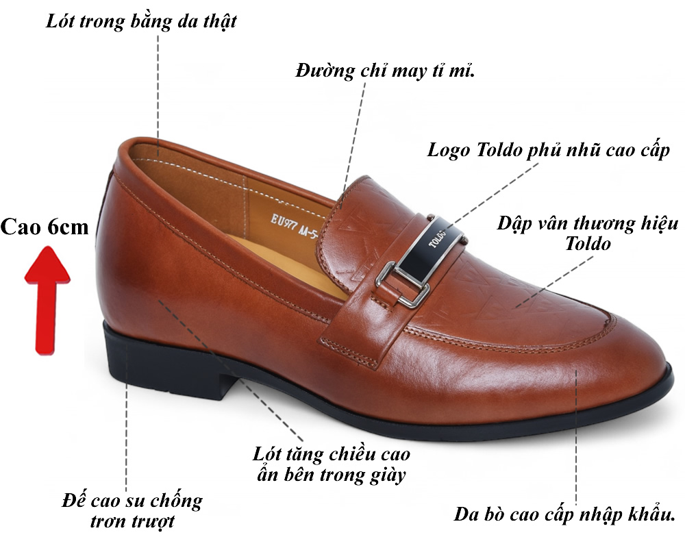 Giày loafer cao 6cm siêu nhẹ