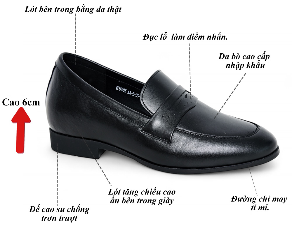 Giày cao 6cm loafer KT984