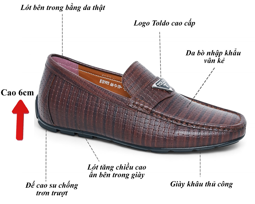 Giày mọi cao 6cm da thật