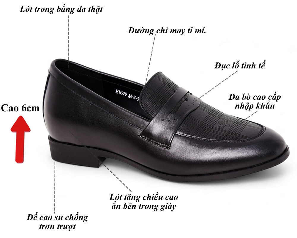 Giày cao 6cm loafer siêu nhẹ