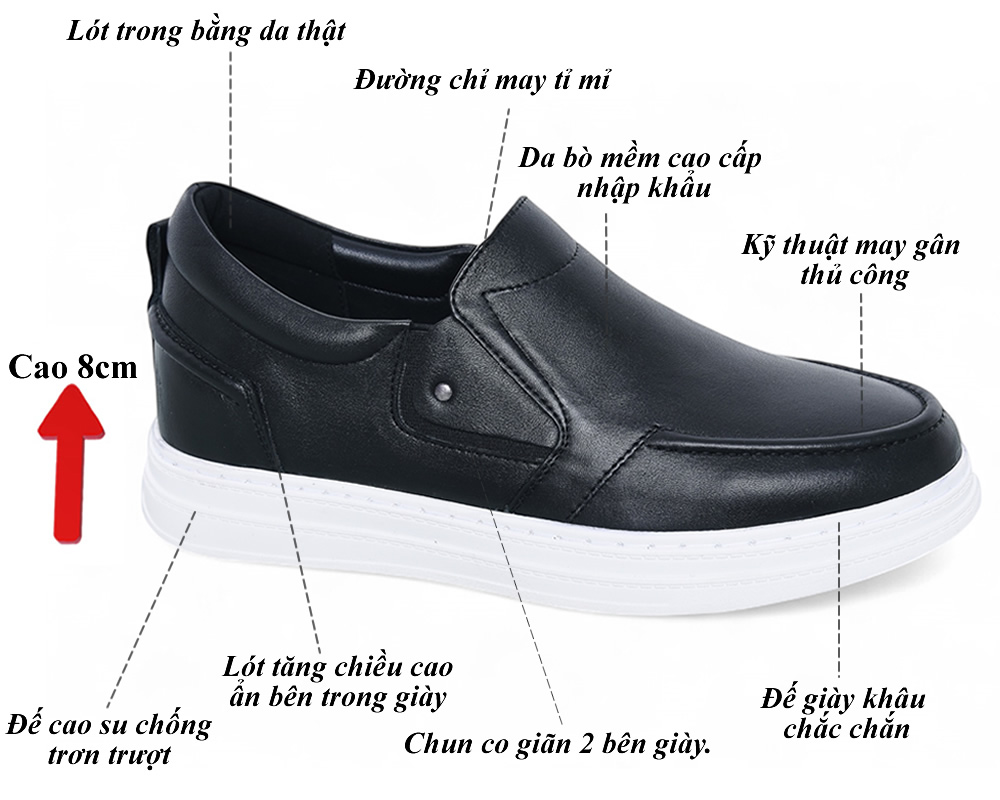 Giày cao 8cm thể thao da thật