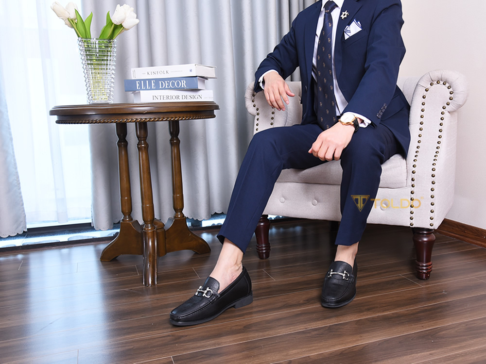 Giày cao nam 7cm da thật đế khâu