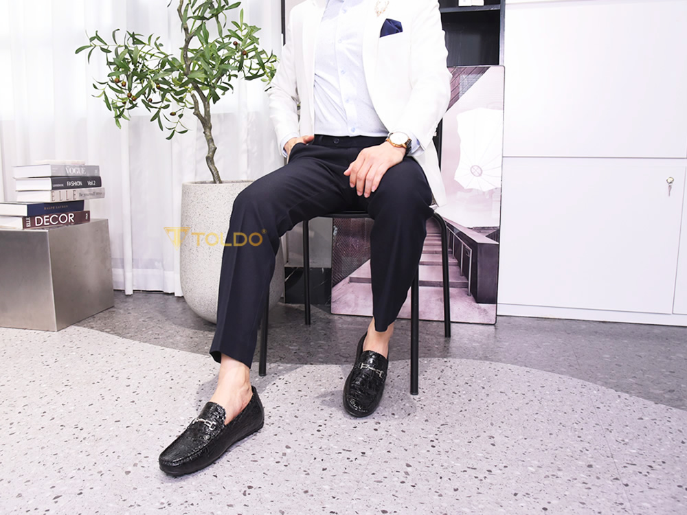 Giày mọi cao 6cm vân cá sấu