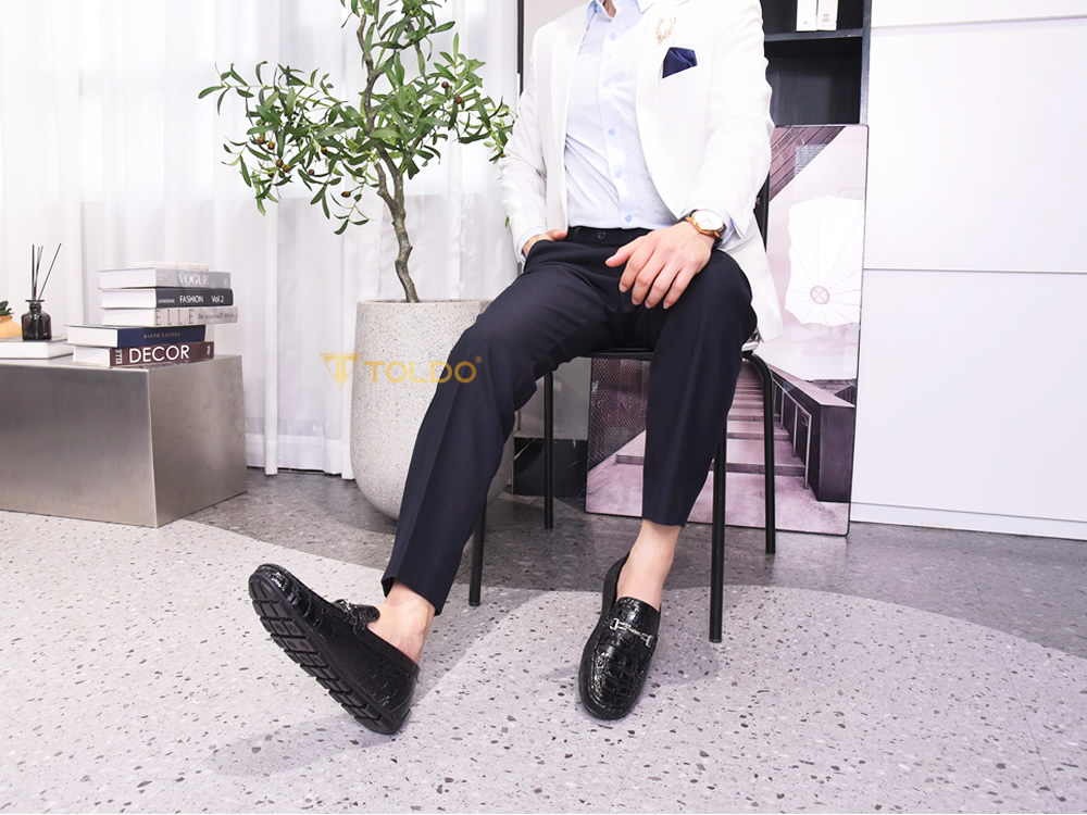 Giày mọi cao 6cm vân cá sấu