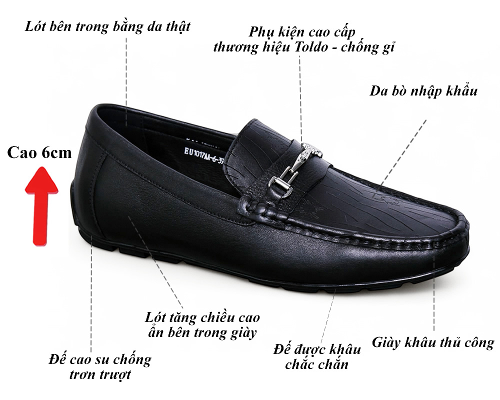 Giày mọi cao 6cm da thật - Đế khâu