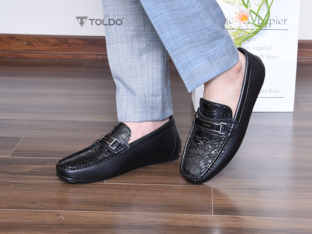 Giày mọi nam cao 6cm vân cá sấu