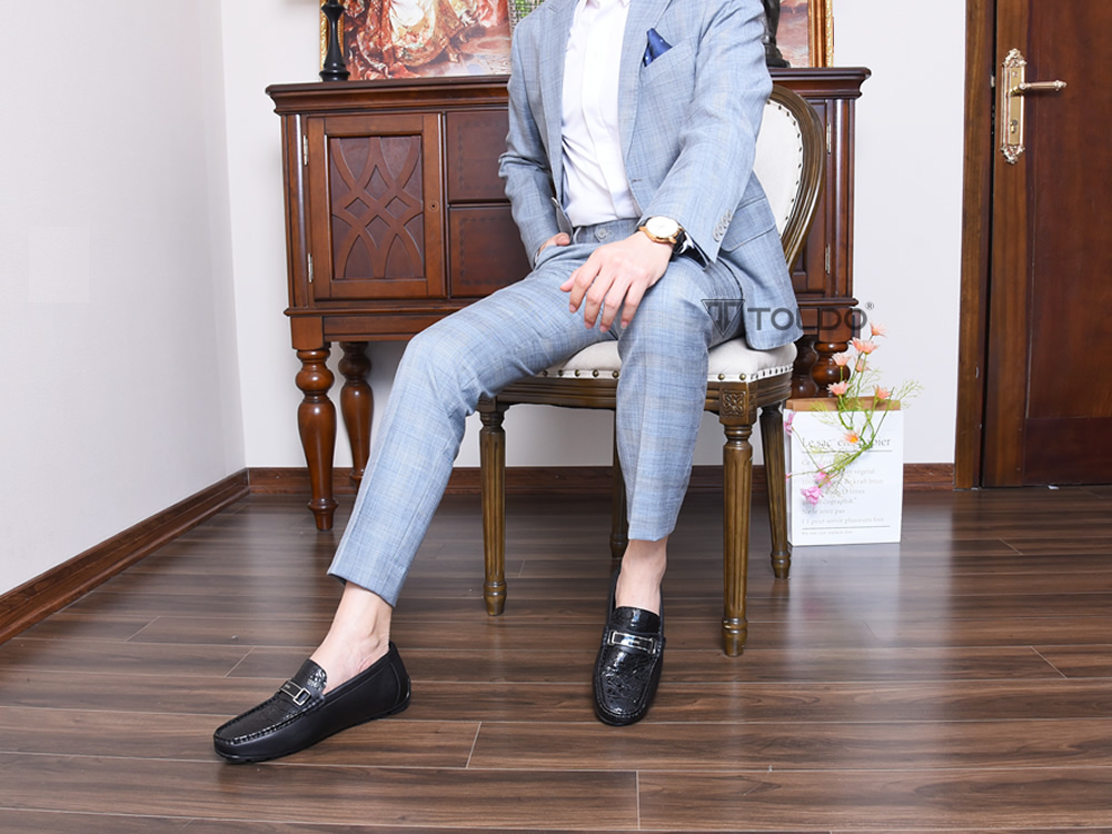 Giày mọi nam cao 6cm vân cá sấu