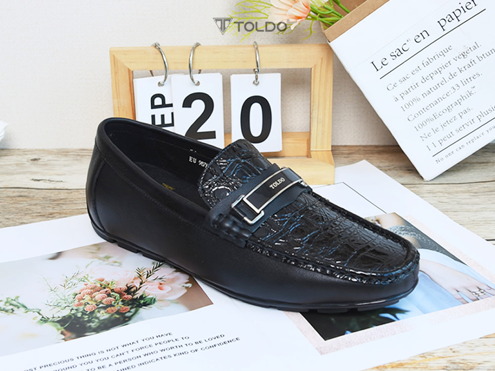 Giày mọi nam cao 6cm vân cá sấu