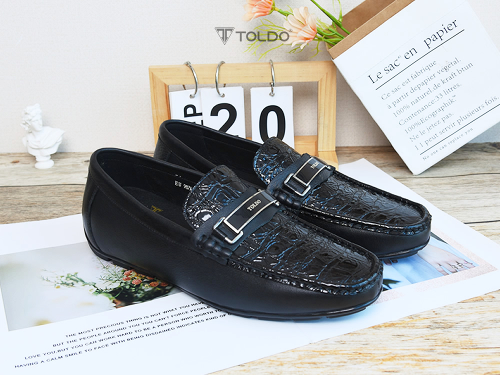 Giày mọi nam cao 6cm vân cá sấu