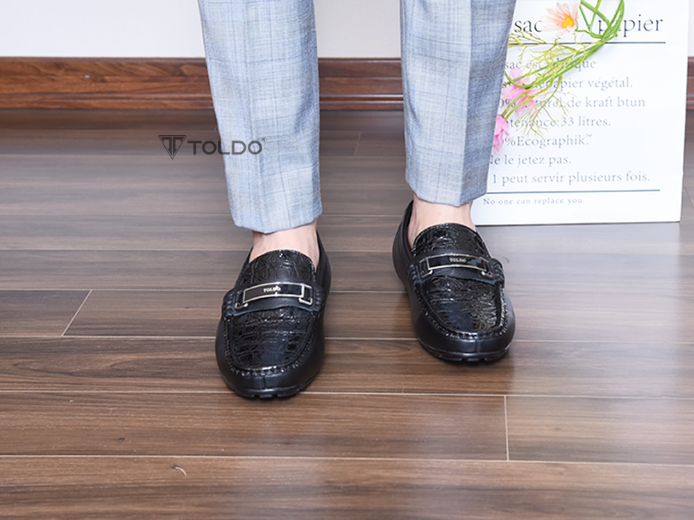 Giày mọi nam cao 6cm vân cá sấu