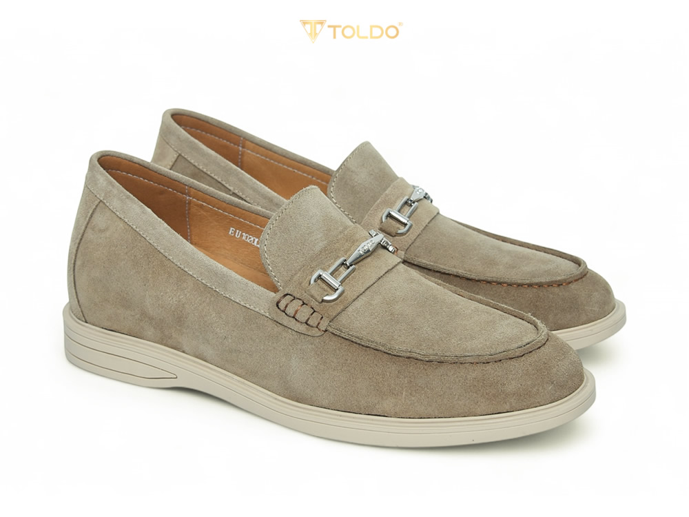 Giày cao nam 6cm da lộn mềm đế khâu