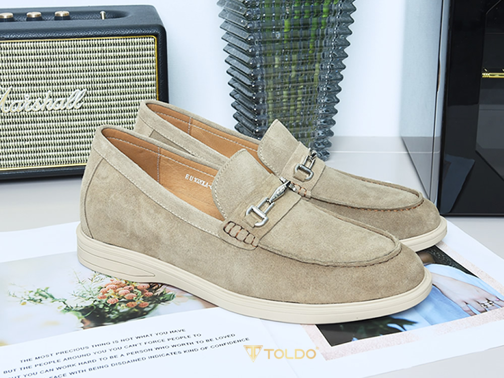 Giày cao nam 6cm da lộn mềm đế khâu