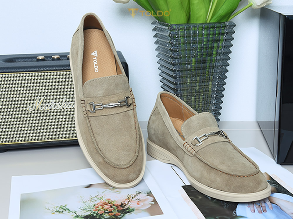 Giày cao nam 6cm da lộn mềm đế khâu
