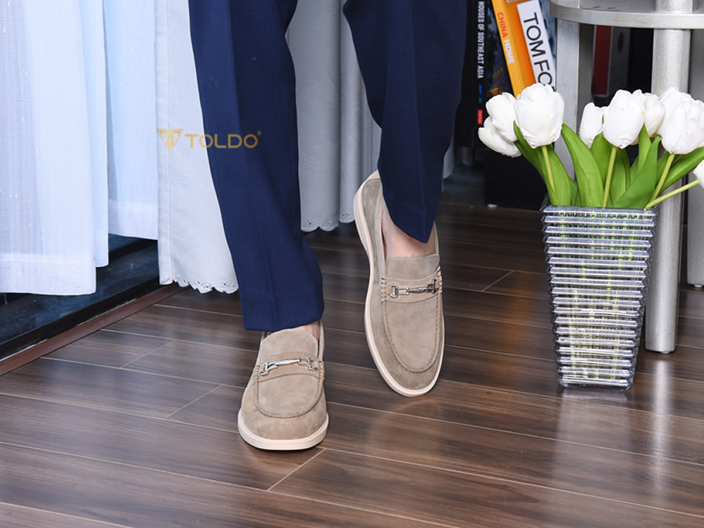Giày cao nam 6cm da lộn mềm đế khâu