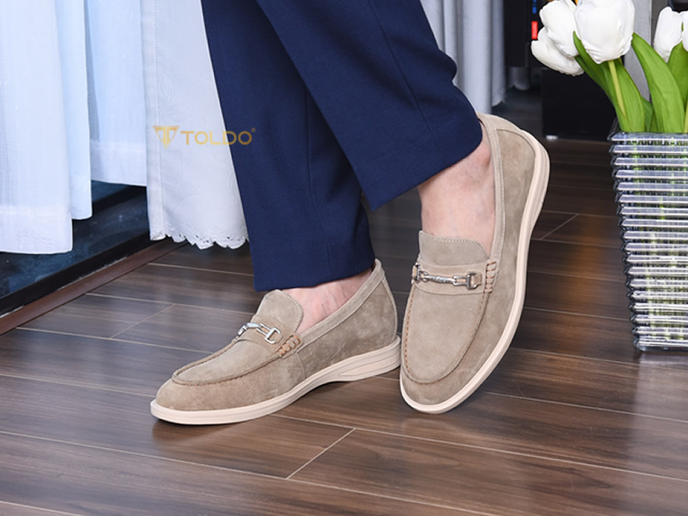 Giày cao nam 6cm da lộn mềm đế khâu