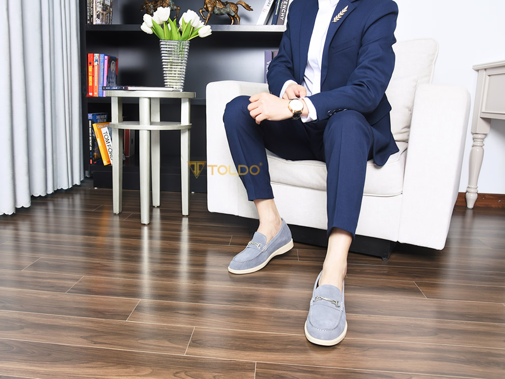 Giày nam cao 7cm da lộn màu xám