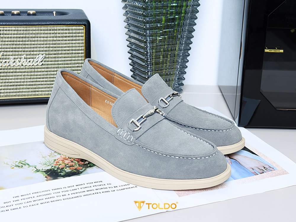 Giày nam cao 7cm da lộn màu xám