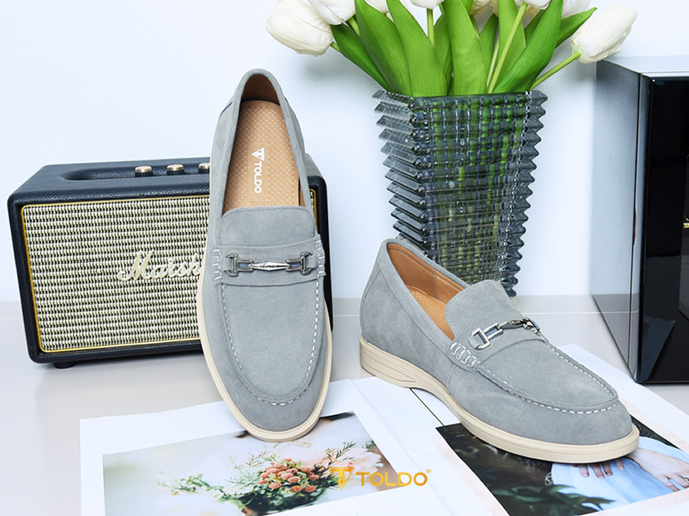 Giày nam cao 7cm da lộn màu xám