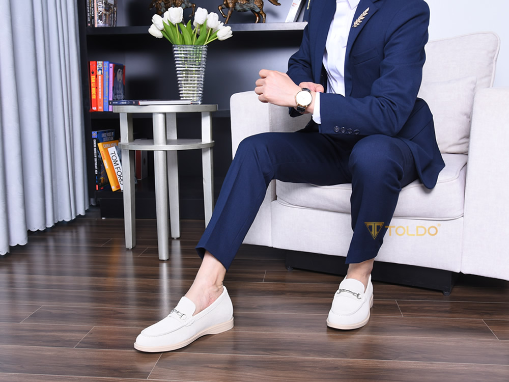 Giày da lộn mềm cao 6cm đế khâu
