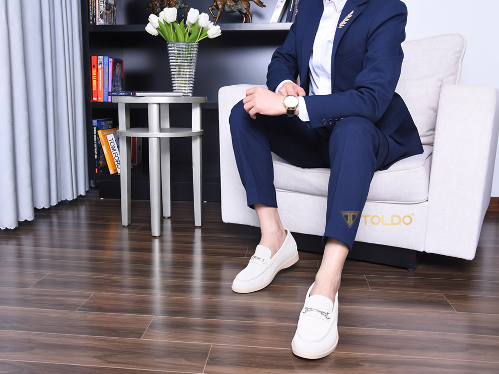 Giày da lộn mềm cao 6cm đế khâu