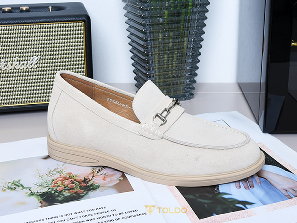 Giày da lộn mềm cao 6cm đế khâu