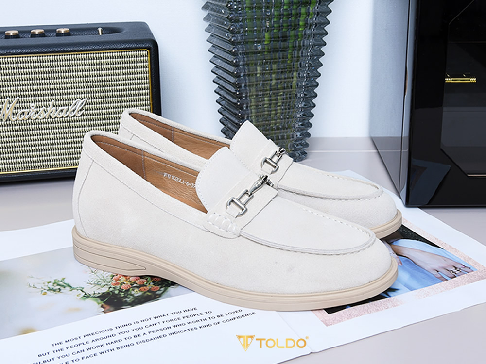 Giày da lộn mềm cao 6cm đế khâu