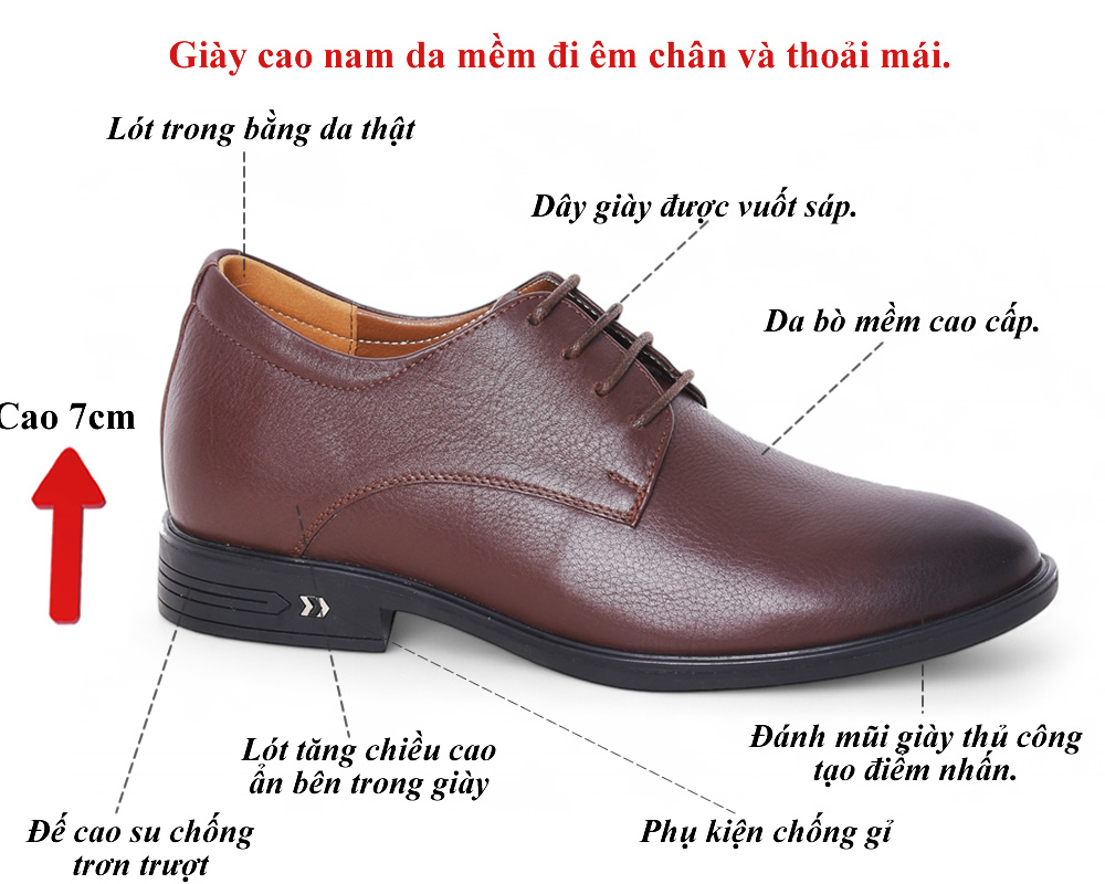 Giày cao 7cm da mềm siêu nhẹ