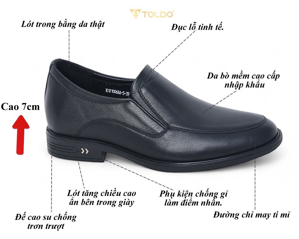 Giày tăng 7cm da mềm siêu nhẹ