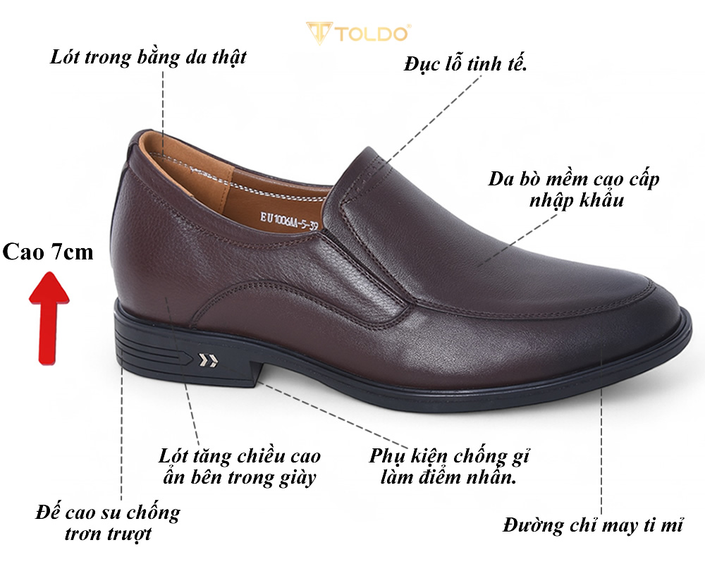 Giày tăng 7cm cho nam da mềm nhẹ