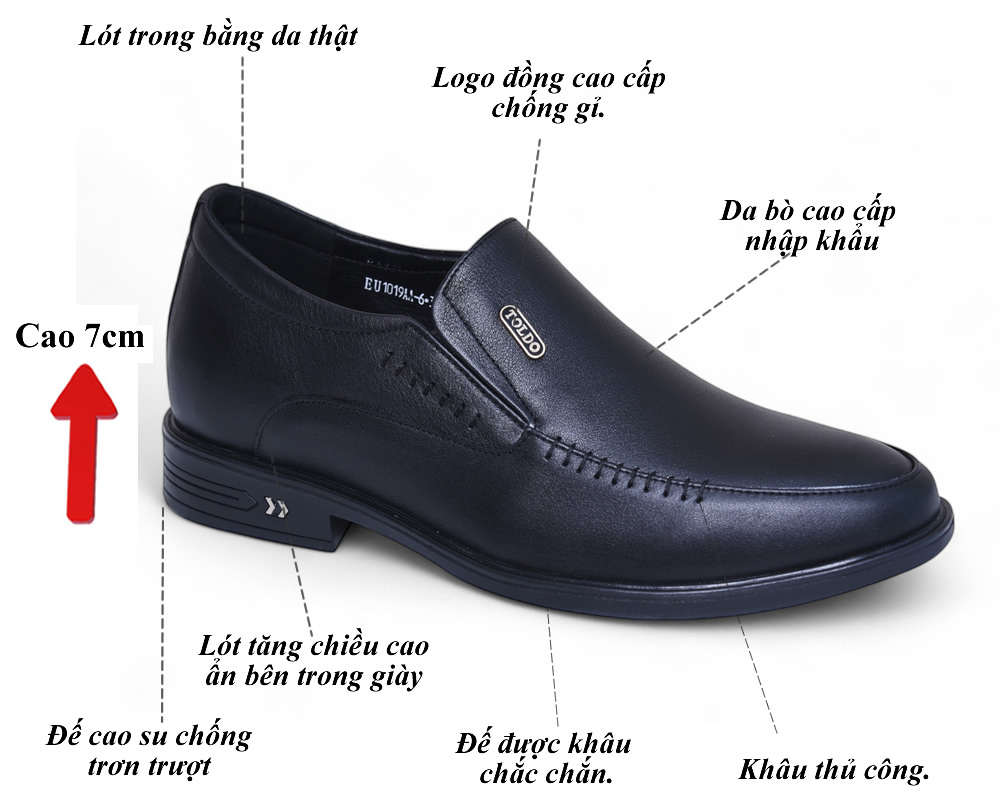 Giày tăng chiều cao 7cm da mềm