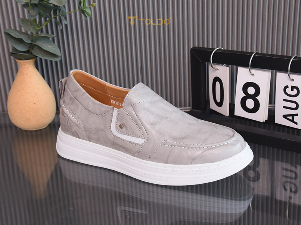 Giày cao thể thao 8cm màu trắng xám