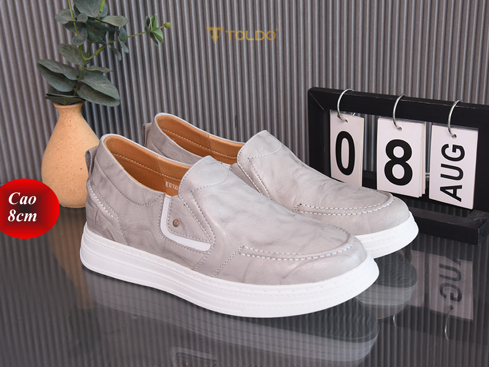 Giày cao thể thao 8cm màu trắng xám