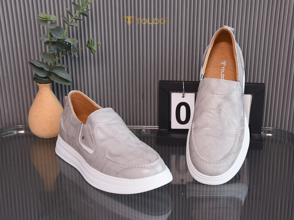 Giày cao thể thao 8cm màu trắng xám