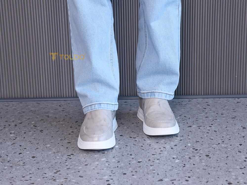 Giày cao thể thao 8cm màu trắng xám