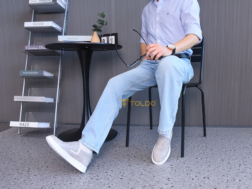 Giày cao thể thao 8cm màu trắng xám