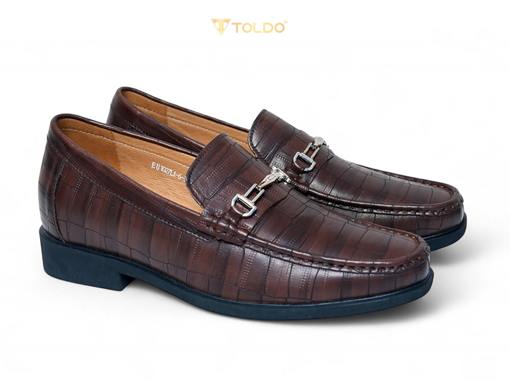 Giày cao nam 7cm vân sá sấu đế khâu