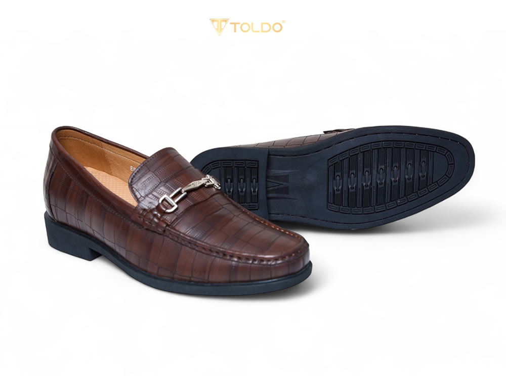 Giày cao nam 7cm vân sá sấu đế khâu