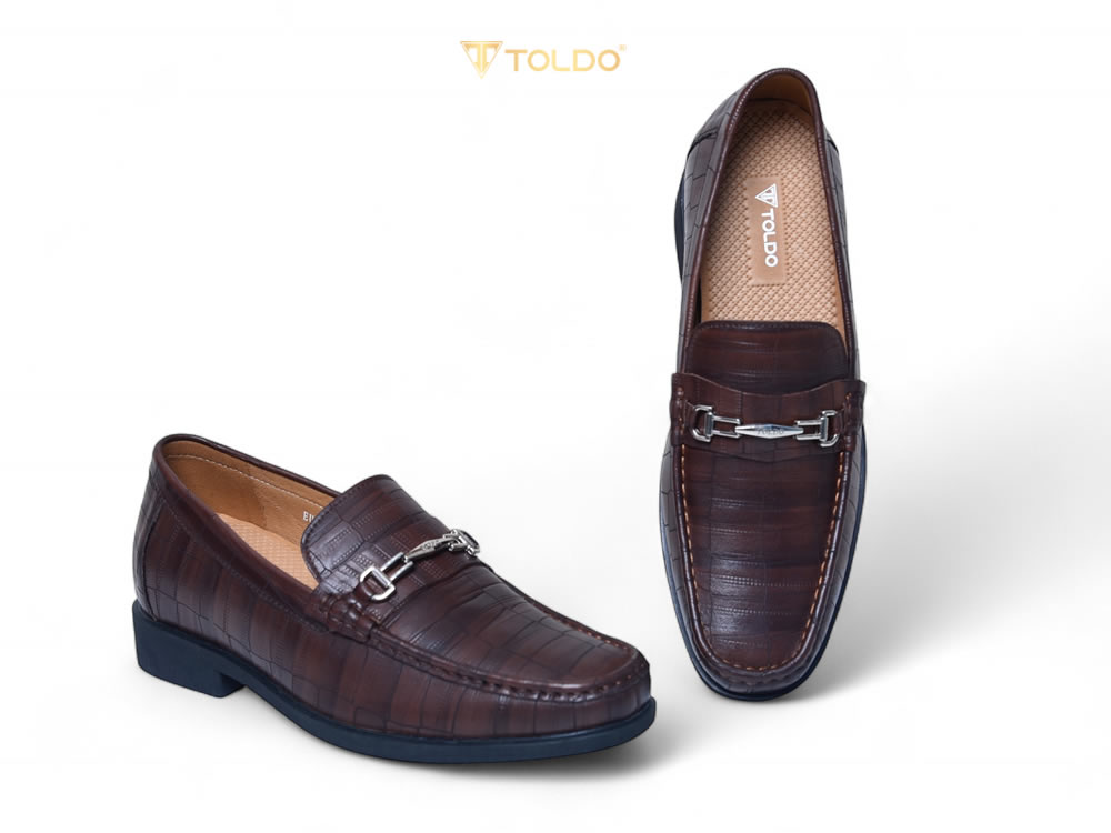 Giày cao nam 7cm vân sá sấu đế khâu