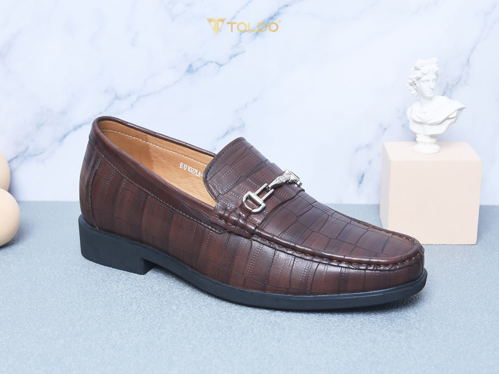 Giày cao nam 7cm vân sá sấu đế khâu