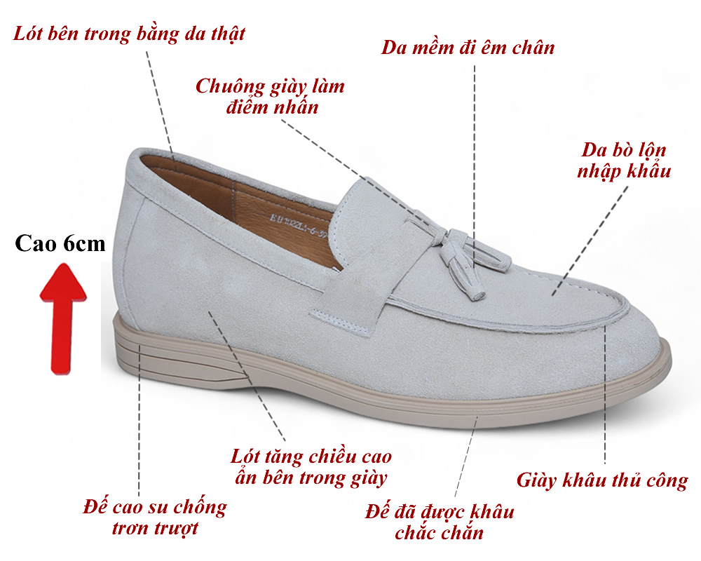 Giày cao 6cm da lộn trẻ trung