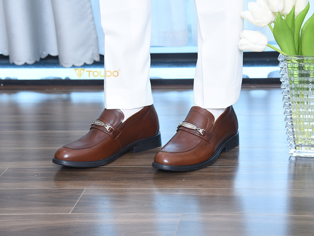 Giày cao 8cm da thật màu nâu