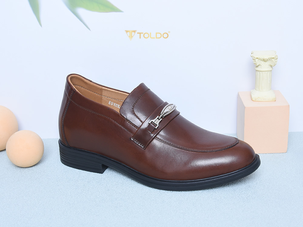 Giày cao 8cm da thật màu nâu